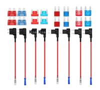 AUKENIEN Portafusibles 12V 4 Valores Robacorrientes Porta Fusibles Coche Circuito Inline Portafusible Add A Circuit Adaptador con 10A 15A Standard Mini Micro Micro2 Fusible para Moto Auto Autocaravana