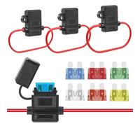 AUKENIEN Portafusibles 12V 6piezas Porta Fusibles Coche Impermeable 12AWG 14AWG 16AWG Calibre con 24piezas Fusible Standard 10A 15A 20A 25A 30A 40A para Camper Moto
