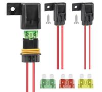 AUKENIEN Portafusibles 12V IP67 Impermeables Porta Fusibles Coche 12 Voltios Calibre Cableado 12AWG 16AWG con Fusible 20A 30A 40A y tornillos para Circuito Coches Automoción Moto Marina