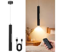 Aukimo Lámpara Colgante con Bateria, Lámparas Colgantes LED Modernas Diseño, Luz inalámbrica, Recargable USB 5000mAh y Mando a Distancia, Para Cocina, Comedor, Dormitorio, Salón (Negro-1)