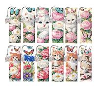 Aukojoy 12 piezas patrón de paisaje animal DIY diamante marcapáginas proyectos de arte de diamantes de forma irregular pintura de diamantes arte letrero de libro para lectores hogar oficina decoración