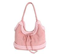 Aukojoy Bolso bandolera de piel sintética con un solo hombro para mujer, con lazo de lana de cordero, para viajes, compras, trabajo, uso diario, Rosa., 12.99x5.12x8.27Zoll