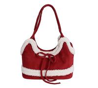 Aukojoy Bolso bandolera de piel sintética con un solo hombro para mujer, con lazo de lana de cordero, para viajes, compras, trabajo, uso diario, rojo, 12.99x5.12x8.27Zoll