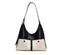Aukojoy Bolso de hombro para mujer, de piel sintética, de gran capacidad, con un solo hombro, para el trabajo, la escuela, viajes, Negro , 12.99x5.12x8.27Zoll