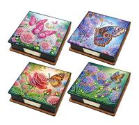 Aukojoy Caja de almacenamiento de papel para notas de poliuretano, 4 unidades, incluye 640 hojas de papel, para el hogar, la oficina y la escuela