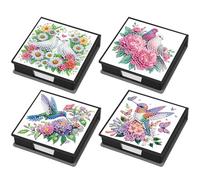 Aukojoy Caja de almacenamiento de papel para notas de poliuretano, 4 unidades, incluye 640 hojas de papel, para el hogar, la oficina y la escuela