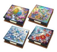 Aukojoy Caja de almacenamiento de papel para notas de poliuretano, 4 unidades, incluye 640 hojas de papel, para el hogar, la oficina y la escuela