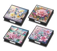 Aukojoy Caja de almacenamiento de papel para notas de poliuretano, 4 unidades, incluye 640 hojas de papel, para el hogar, la oficina y la escuela