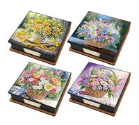 Aukojoy Caja de almacenamiento de papel para notas de poliuretano, 4 unidades, incluye 640 hojas de papel, para el hogar, la oficina y la escuela