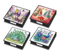 Aukojoy Caja de almacenamiento de papel para notas de poliuretano, 4 unidades, incluye 640 hojas de papel, para el hogar, la oficina y la escuela