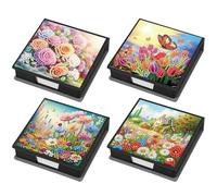 Aukojoy Caja de almacenamiento de papel para notas de poliuretano, 4 unidades, incluye 640 hojas de papel, para el hogar, la oficina y la escuela