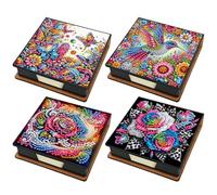 Aukojoy Caja de almacenamiento de papel para notas de poliuretano, 4 unidades, incluye 640 hojas de papel, para el hogar, la oficina y la escuela