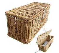 Aukojoy Caja organizadora de cables de ratán de imitación con 2 ranuras abiertas, para regleta de alimentación, TV, PC, router, cargador