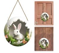Aukojoy Cartel para puerta de Pascua, diseño de conejo, cartel de bienvenida para vacaciones, entrada, decoración de pared
