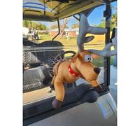 Aukojoy Crashing Santa Reindeer Animated Christmas, Divertida decoración de Navidad, decoración de ventana con pegatinas de vidrio roto y animación de pelele de piernas, regalo de Navidad (B)