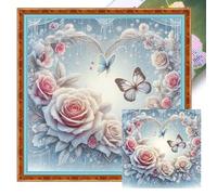 Aukojoy Kit de punto de cruz completo de 11 quilates, diseño de mariposa, 40 x 40 cm, decoración del hogar