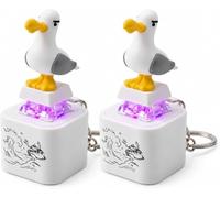 Aukojoy Llavero con botón de sonido de la mina de gaviota, recargable, con sonido real y luz LED, divertido juguete interactivo para aliviar el estrés, regalo para adultos, 2 unidades., 1