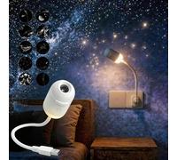 Aukojoy Proyector de Estrellas de Galaxia, Manta de Niebla Luminosa, Lámpara de Techo LED, Cielo Estelar Ambiente de 360° Giratoria, Iluminación de Ambiente HD Vía Láctea para Dormitorio, Coche
