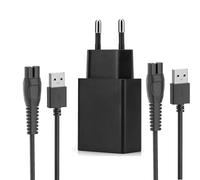 Aukru Cargador de Fuente de alimentación 5V con 2 Cable para Philips afeitadora One Blade QP2724 QP2734 QP2824 QP2834 MG5910 MG7910 MG9510