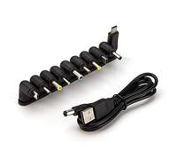 Aukru Convertidor Universal Cable USB de múltiples enchufes a Conector de Barril de CC Cable Adaptador de 5.5 x 2.1 mm a 11 enchufes para Varios Dispositivos electrónicos