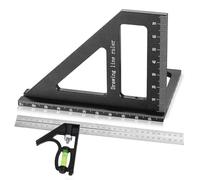 Auktransceler Escuadra Carpintero 3D(45° / 90°)& Escuadra Combinada Ajustable, Regla de Ángulo de Acero Inoxidable de 300 mm, con Nivel de Burbuja - adecuada para carpinteros e ingenieros(noir)