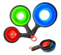 Auktransceler Juego de 3 Embudos Plegables para Cocina - Boca Ancha y Estrecha, Plástico Alimentario Sin BPA - Antigoteo, Compactos (Aceite, Mermelada, Líquidos) - Incluye Gancho, Ahorro de espacio.