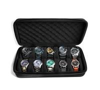 AUKURA Estuche de viaje para reloj de 10 ranuras, caja organizadora de almacenamiento de relojes rígidos, se adapta a relojes grandes y pequeños, soporte acolchado para relojes