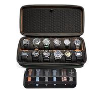 AUKURA Estuche de viaje para reloj de 12 ranuras, organizador acolchado para reloj, con inserciones para correa de reloj y accesorios