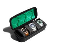 AUKURA Estuche de viaje para reloj duro, 3 ranuras, almacenamiento y organizador para hombres y mujeres, con almohada antimovimiento para reloj (3 ranuras negras con forro verde)
