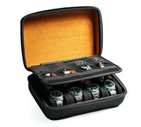 AUKURA Estuche rígido de viaje para reloj, 8 ranuras, organizador de almacenamiento para relojes con forro suave y inserto para correa