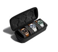 AUKURA Estuche rígido de viaje para reloj de 3 ranuras, estuche de almacenamiento y organizador para hombres y mujeres, con almohada de reloj antimovimiento (tela negra, 3 ranuras)