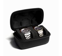 AUKURA Funda de viaje rígida para reloj con 2 ranuras, almacenamiento y organizador para hombres y mujeres, con almohada antimovimiento para reloj (tela negra con 2 ranuras)