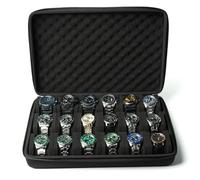 AUKURA Maletín rígido de viaje y almacenamiento, caja de almacenamiento para relojes para presentación y organización (18 compartimentos acolchados)