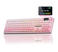 AULA F108 PRO - Teclado mecánico inalámbrico con pantalla y perilla, teclado de tamaño completo con batería de 8000 mAh, interruptores prelubricados, teclas PBT impresas laterales, teclados