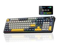 AULA F108 PRO - Teclado mecánico inalámbrico con pantalla y perilla, teclado para juegos intercambiable en caliente con batería de 8000 mAh, interruptores prelubricados, retroiluminación RGB, teclas