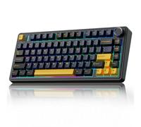 AULA F75 75% teclado mecánico inalámbrico, teclado cremoso intercambiable en caliente, interruptores de madera gris prelubrificados teclados para juegos RGB retroiluminados, 2.4GHz/Tipo-C/BT5.0 (negro