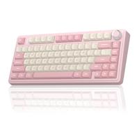 AULA F75 - Teclado mecánico inalámbrico 75%, teclado cremoso rosa intercambiable en caliente, interruptores lineales prelubricados, teclas PBT, 2.4 GHz/tipo C/BT5.0, teclados retroiluminados RGB para