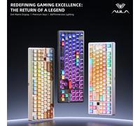 AULA F87 Pro V2 teclado mecánico para deportes electrónicos 2,4g/Usb/Bluetooth intercambio en caliente RGB batería de larga duración junta personalizada 5 capas Juegos de PC Glacier Blue