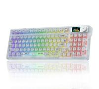 AULA F98 Pro Teclado mecánico inalámbrico con teclas transparentes, intercambiable en caliente, interruptores lineales prelubricados, estructura de junta, retroiluminación RGB, visualización OLED,