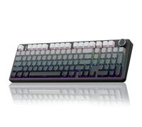 AULA F99 Pro Teclado mecánico inalámbrico con perilla, teclado triple BT5.0/USB-C/2.4 GHz, interruptores prelubricados, estructura de junta, teclado RGB retroiluminado para juegos de computadora (lado