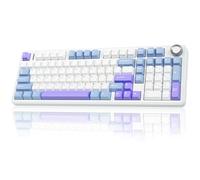 AULA F99 Pro Teclado mecánico inalámbrico con perilla, teclado triple BT5.0/USB-C/2.4 GHz, interruptores prelubricados, estructura de junta, teclado RGB retroiluminado para juegos de computadora