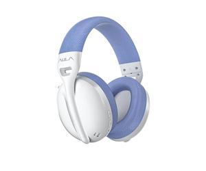 Aula S6 3 Mode Auriculares inalámbricos para Juegos de 3,5 mm con Cable y micrófono Bluetooth 5.3 Azul Ultra Ligero Espuma de Memoria con Controlador 40 mm Reducción de Ruido