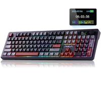 AULA Teclado mecánico inalámbrico F106 PRO, teclado para juegos de 104 teclas con perilla y pantalla, teclado de computadora de sonido cremoso RGB de tres modos intercambiables en caliente para PC