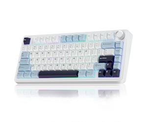 Aula Teclado mecánico inalámbrico F75 75%, junta intercambiable en caliente, interruptores prelubricados, teclado mecánico retroiluminado RGB para juegos, teclado mecánico de 2.4 GHz/tipo C/BT5.0