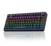 AULA Teclado mecánico inalámbrico F75 Pro con perilla, 75% de teclados personalizados intercambiables en caliente, retroiluminación RGB, interruptores prelubricados, teclas PBT impresas laterales