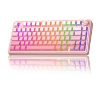 AULA Teclado mecánico inalámbrico F75 Pro, versión silenciosa, teclado personalizado 75% intercambiable en caliente con perilla, retroiluminación RGB, interruptores prelubricados, teclas PBT impresas