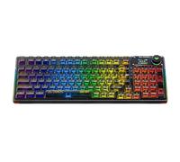 AULA Teclado mecánico inalámbrico F98 Pro con teclas transparentes, intercambiables en caliente, interruptores lineales prelubricados, estructura de junta, retroiluminación RGB, pantalla OLED, BT5.0