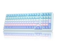 AULA Teclado mecánico inalámbrico F99, triple modo (BT5.0/2.4GHz/USB-C), teclado cremoso montado en junta con interruptores lineales, teclas PBT impresas laterales, teclados retroiluminados RGB para