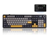Aula Teclado mecánico inalámbrico para juegos F108 gris + amarillo | Gris amarillo, teclas PBT, intercambiables en caliente, prelubricadas, trimodo, 2.4 GHz/Tipo-C/Bluetooth, tamaño completo