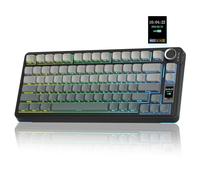 AULA Teclado mecánico inalámbrico S75 PRO con pantalla y perilla, teclado para juegos de tres modos intercambiable en caliente 75%, interruptores prelubricados, retroiluminación RGB, teclas PBT